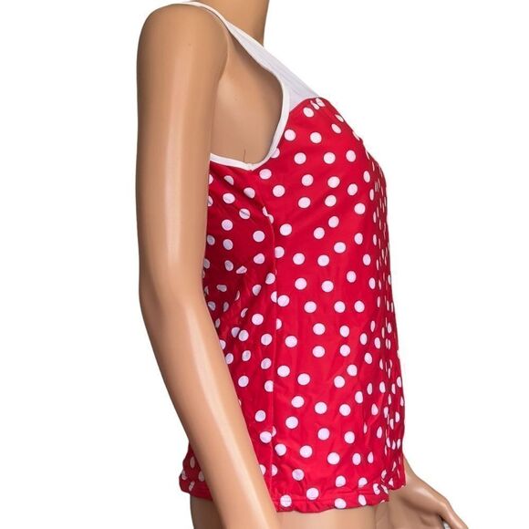 NIPTUCK Red White Polka White Mesh Backless Tankini Swim Top Size 10 - Picture 4 of 11